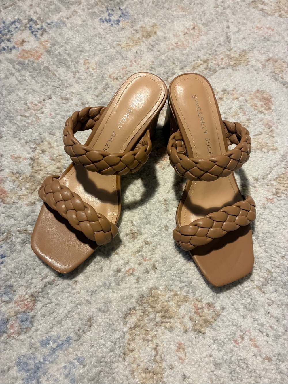 Sincerly Jules Braided Strap Tan Mules